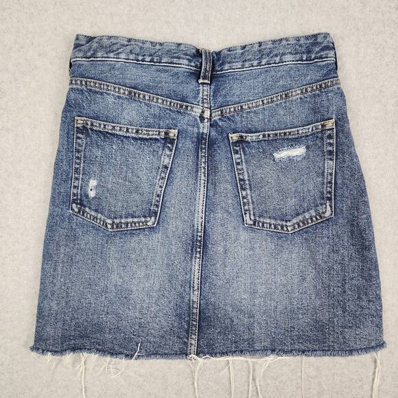 &denim Skirt Womens Size 4 Mini Distressed 27" Waist - Picture 2 of 7